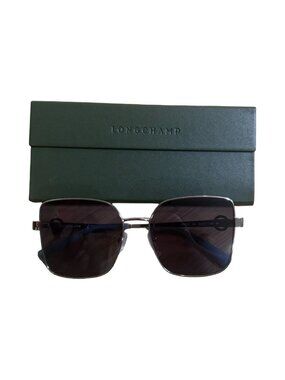 NEW LONGCHAMP LO181S 044 SILVER BLUE HORN AUTHENTIC SUNGLASSES 56-17